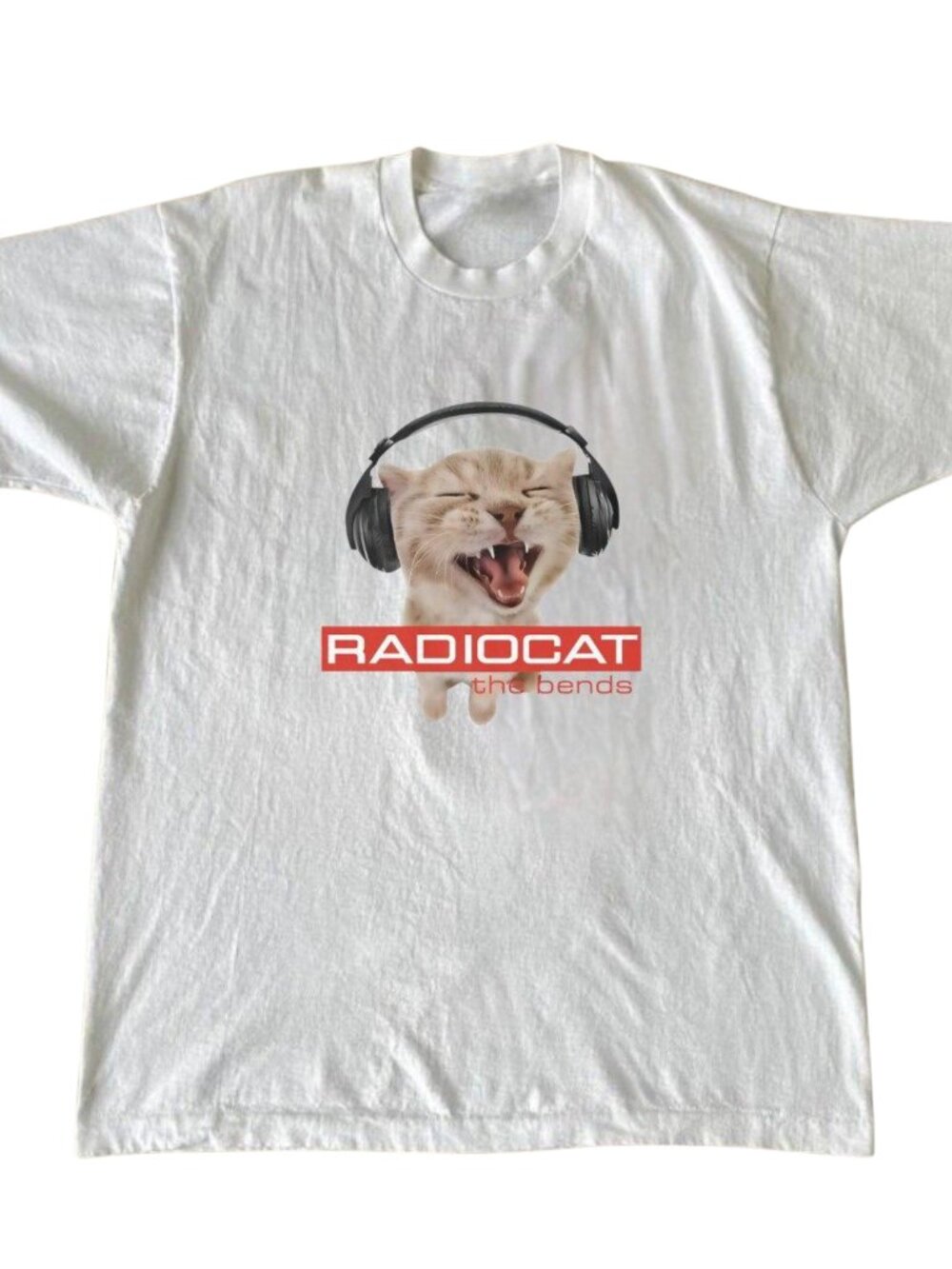 Gildan White Radiocat The Bends Radiohead Meme Graphic T-Shirt